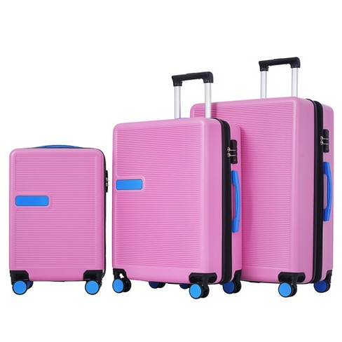 3 Pcs Contrast Color Expandable Abs Hard Shell Luggage Set With Spinner ...