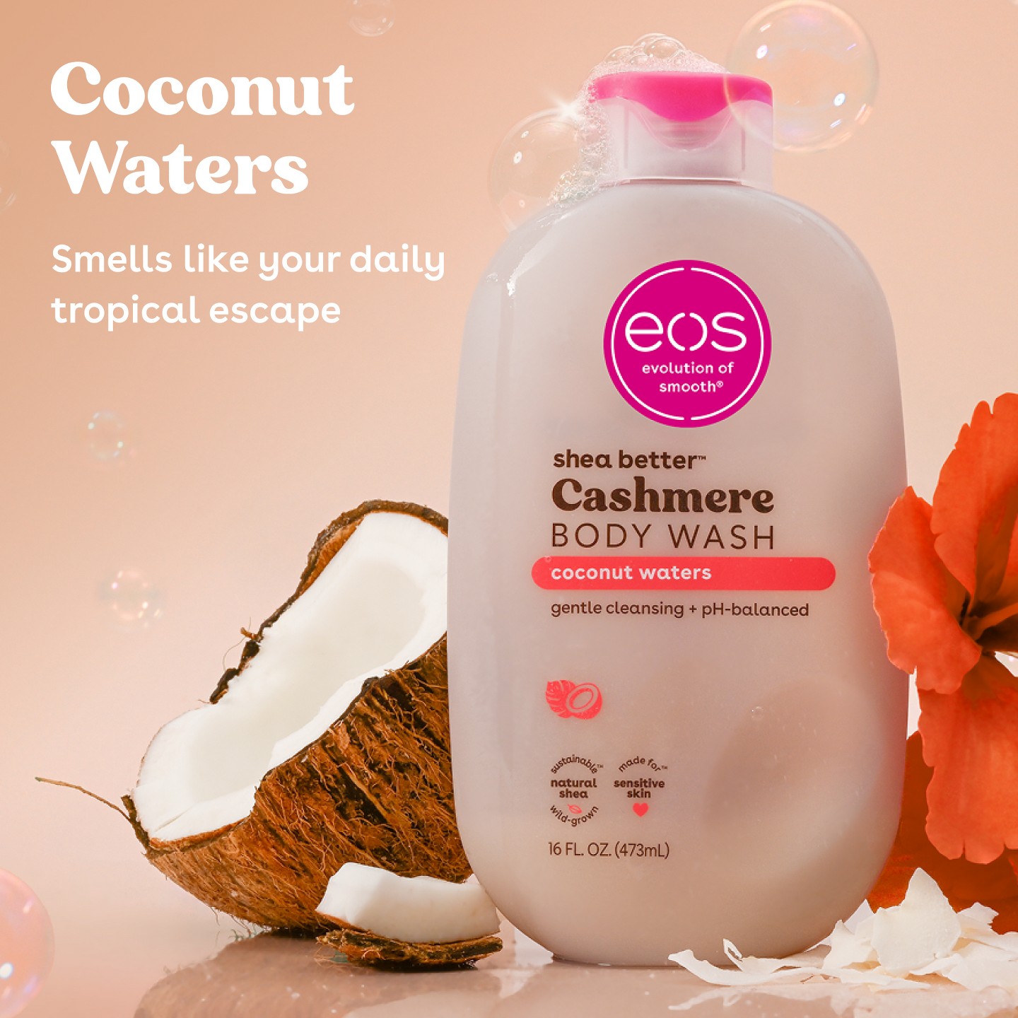 Гель для душа eos Shea Better Cashmere, Coconut Waters, 16 fl oz — фото 2