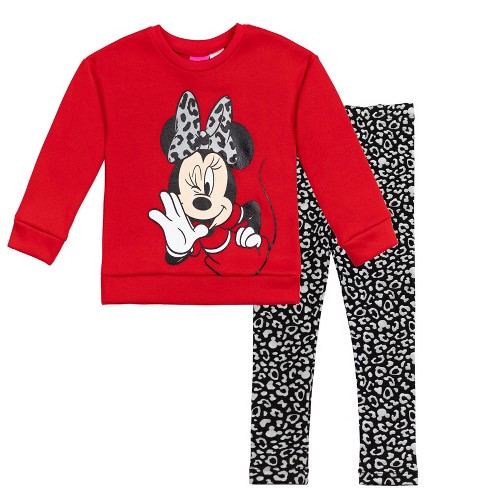 Disney Minnie Mouse Big Girls Pullover Fleece Sweatshirt & Leggings Red /  Black 10-12 : Target