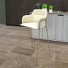 LeisureMod 40" Bar Stool Upholstered Pub Chair with Gold Stainless Steel Base with Armrest and Footrest Axis Series - image 2 of 4