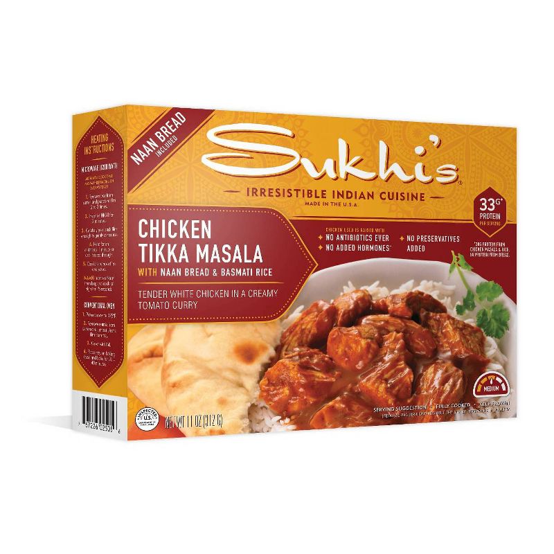 Sukhi&#39;s Frozen Chicken Tikka Masala Curry Indian Frozen Meal Entr&#233;e with Soft Naan Bread &#38; Basmati Rice - 11oz, 5 of 7