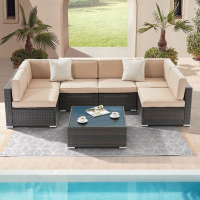 Sonkuki 7-Piece Patio Conversation Sofa Set