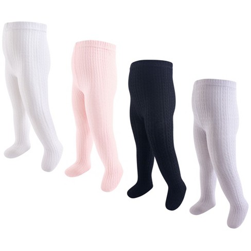 Hudson Baby Infant And Toddler Girl Cotton Rich Tights Light Pink Black Cableknit Target