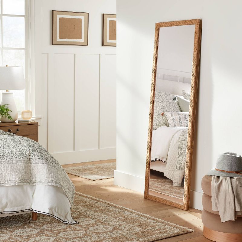22&#34; x 65&#34; Woven Check Full Length Mirror Natural - Threshold&#8482; designed with Studio McGee, 3 of 9