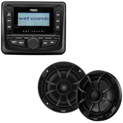Wet Sounds WS-MC-5 Stereo & RECON 6-BG 6.5" Coaxial Black XS Grille Speakers
