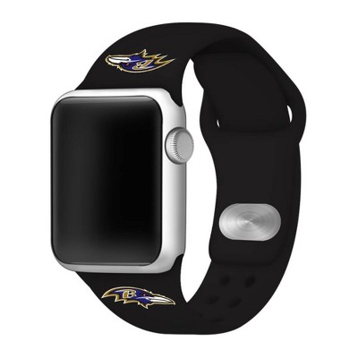 NFL Baltimore Ravens Apple Watch Compatible Silicone Band 38mm - Black