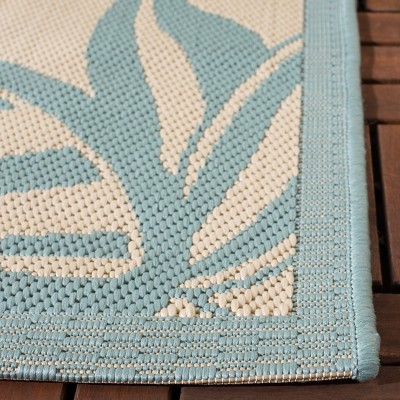Light Grey and Anthracite Square Synthetic Indoor/Outdoor Area Rug
