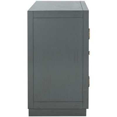 Steel Teal and Gold 2-Door Accent Cabinet with Mirror Panels