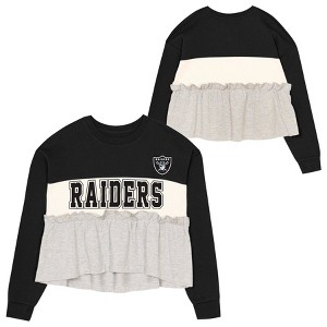 NFL Las Vegas Raiders Girls' Crew Neck Fleece Sweatshirt - 1 of 3