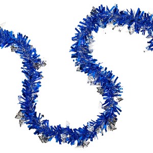 Northlight Menorah  Tinsel Garland - 50' x 3.5" - Blue & Silver - Unlit - 1 of 4