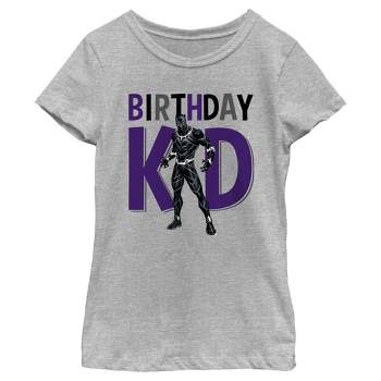 Girl's Marvel Birthday Kid Black Panther T-Shirt