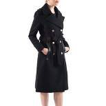 Alpine Swiss Womens Trench Coat Wool Double Breast Jacket Gold Buttons With Belt