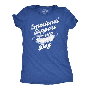 Womens Funny T Shirts Emotional Support Dog Sarcastic Hotdog Graphic Tee - Crazy Dog Women's T Shirt - 1 of 4