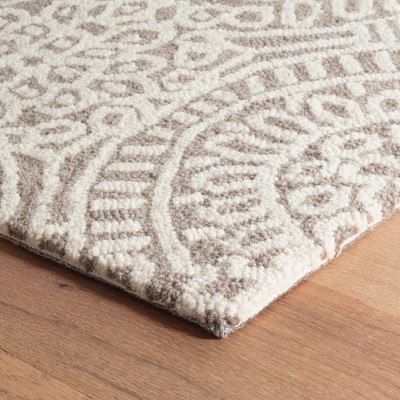Ivory and Taupe Medallion Wool 8' x 10' Area Rug