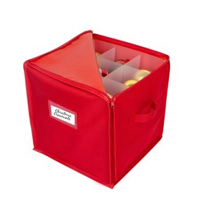 Ornament Storage Organizer with Drawer Divider 27ct - Simplify: Holiday Container, Protective Zipper Lid, Carry Handles - 1 of 4