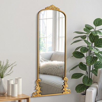 Wooakway 68"H 29"W Metal Accent Mirror Vintage Wall Mirror Ornate Full Length Mirror