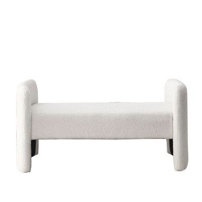 Vynxaria 52" Ivory Teddy White Bench - Contemporary Ottomans and Benches for Modern Spaces