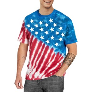 HAPPY BAY Men's 4th of July Patriotic US American Flag Tshirt Short Sleeve Tie Dye Tee Crewneck Cotton Summer T-Shirts Shirts for Men - 1 of 4