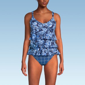 Lands' End Women's Smoothing Control Ruffle Fauxkini One Piece Swimsuit - 1 of 4
