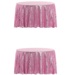 Unique Bargains Polyester Sequin Round Tablecloth for Dining Room Parties Dances 2 Pcs - 1 of 4