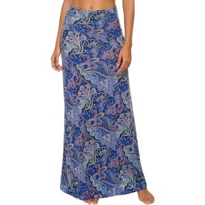 Women's Stylish Spandex Flare Maxi Skirt - Comfy Fold-Over Design Long Skirt for Effortless Style #7 - 1 of 4