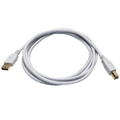 Monoprice USB 2.0 Cable - 6 Feet - White | USB Type-A Male to USB Type-B Male, 28/24AWG, Gold Plated