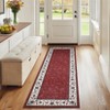 Washable Floral Print Geometric Bordered Rugs for Living Room, Ultra Thin Non Slip Retro Accent Large Carpet for Bedroom Dining Room - 2 of 4