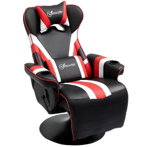 Gaming Chair, Racing Style Computer Recliner with Lumbar Support, Footrest and Cup Holder/White/Red - 1 of 4