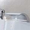 Sumerain 3 Hole Deck Mount Roman Tub Faucet with Hand Shower Brushed Nickel Waterfall Bathtub Faucet - 4 of 4