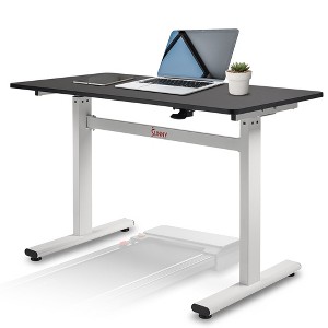 Sunny Health & Fitness Air-Drive Standing Desk with Cordless Air Lift - White - 1 of 4