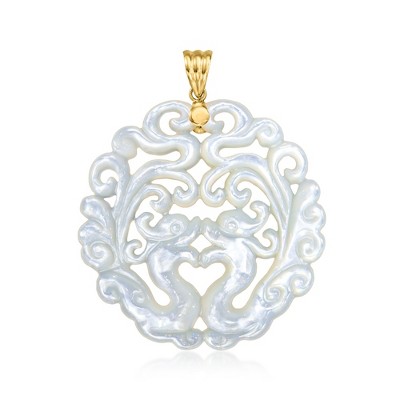 Ross-Simons Carved Mother-Of-Pearl Phoenix Pendant With 14kt Yellow Gold Size 2.00