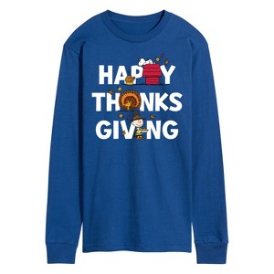 Men's - Peanuts - Happy Thanksgiving Icons Long Sleeve Graphic T-Shirt - 1 of 4