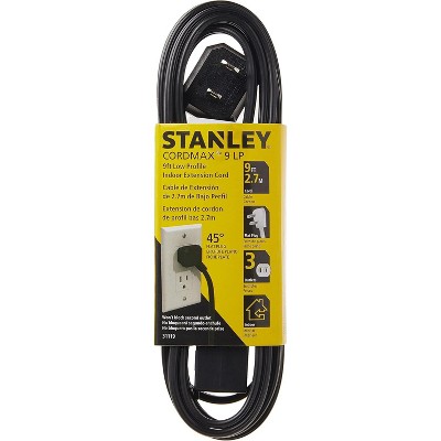 STANLEY 31119 CordMax 9LP Polarized Low Profile 3-Outlet Indoor Extension Cord 9-Feet Black