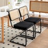 INFURNIC Dining Chairs Set of 2 Rattan Side Accent Chairs with Chrome Legs Upholstered Dining Chairs for Kitchen, Black, 17.5"*20.9"*33.1" - 4 of 4