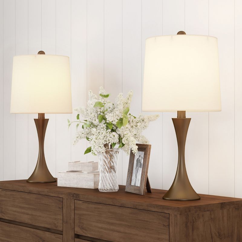 Set of 2 Flared Trumpet Table Lamps Bronze (Includes LED Light Bulb) - Trademark Global, 1 of 7