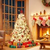 Artificial Christmas Tree with Warm White Lights, Realistic Flocked Material, with Metal Hinges and Foldable Base, for Home,Office Decoration - 2 of 4