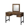 Juvanth Rustic Oak & Black Finish Vanity Desk & Mirror - 3 of 4