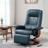 HOMCOM Faux Leather Manual Recliner, Adjustable Swivel Lounge Chair with Footrest, Armrest and Wrapped Wood Base for Living Room, Blue - 3 of 4