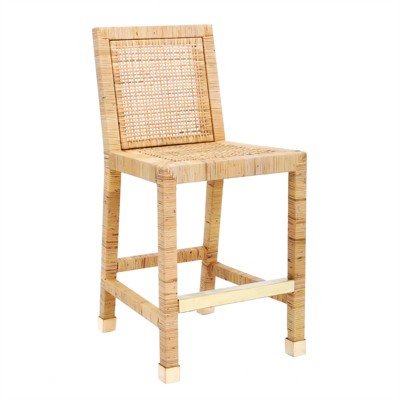 Amara Beige Rattan Counter Stool with White Cushion