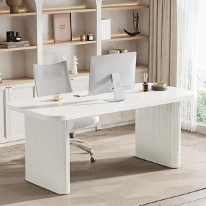 Tribesigns 62" Executive Desk, Large Office Computer Desk with Double Pedestal, Modern Simple Rectangle Writing Table for Home Office - 1 of 4