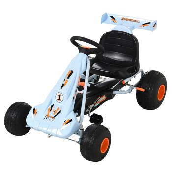 Aosom Pedal Go Kart Children Ride on Car Cute Style with Adjustable Seat, Plastic Wheels, Handbrake and Shift Lever