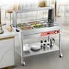 VEVOR 9-Pan Commercial Food Warmer,9x1/3 Pans Electric Steam Table,1500W Buffet Catering Food Warmer with Shield Undershelf Wheels, Silver - 2 of 4