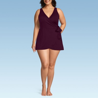 Lands' End Women's Side Tie Mini Swim Dress Swimsuit