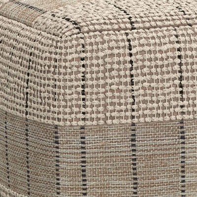 Billie Square Woven Jute Pouf in Natural and Gray