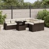 vidaXL 10 Piece Patio Sofa Set with Cushions - Brown and Cream - 2 of 4