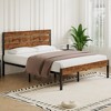 VECELO Platform Bed Frame With Rustic Vintage Wood Headboard and Footboard, Sturdy Metal Slats, No Box Spring Required - 3 of 4