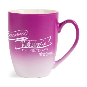 Elanze Designs Surviving Motherhood One Meltdown At A Time Two Toned Ombre Matte Pink and White 12 ounce Ceramic Stoneware Coffee Cup Mug - 1 of 4
