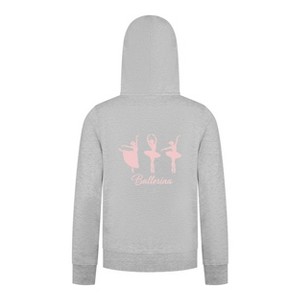 Everyday Kids Ballerina Girls Zip Up Hoodie – Pink Dancer Silhouette Ballet Sweatshirt - 1 of 4