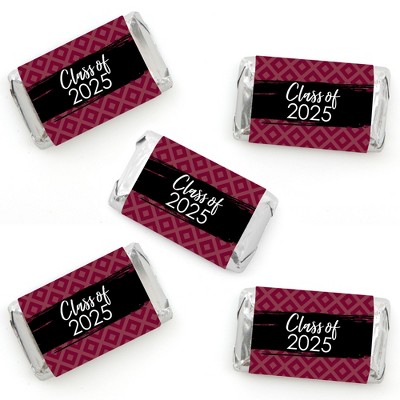 Big Dot of Happiness 2025 Maroon Graduation Party - Mini Candy Bar Wrapper Stickers - Small Favors - 40 Count