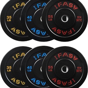 Naysaye Weight Bars Bumper Plates Pair Rubber 35 45 55LB with 2Inch Insert for Strength Training in Living Room and Gym Use, Black, 19"*19"*3.5" - 1 of 4